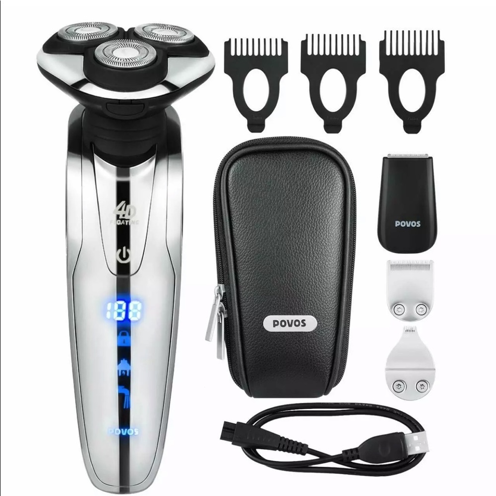 Povos Mens Electric Waterproof Rotary Razor Shaver - Picture 6 of 10